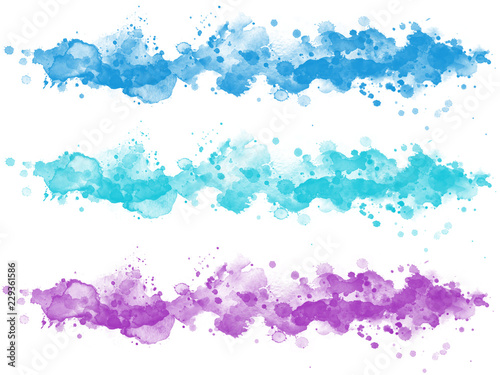 türkiser, blauer und violetter Hintergrund im Wasserfarben und Aquarell Design 