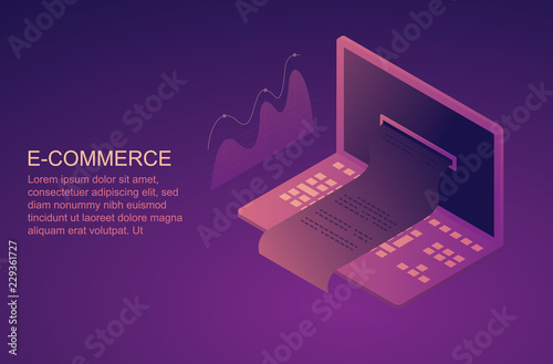 Laptop charts. modern vector background