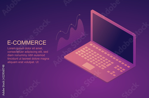 Laptop charts. modern vector background