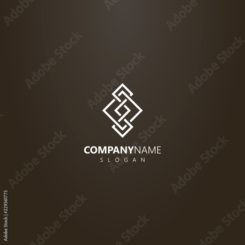 white logo on a black background. simple vector line art logo of rhombus element of the Scandinavian pattern