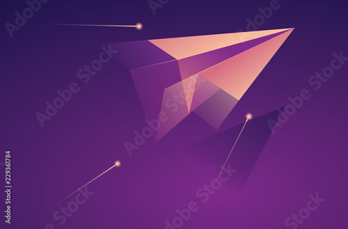 Paper plane& vector abstract background