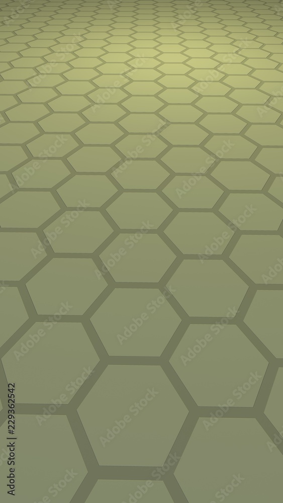 Honeycomb with color lighting, on a gray background. Perspective view on polygon look like honeycomb. Isometric geometry. Vertical image orientation. 3D illustration Honeycomb with color lighting, on a gray background. Perspective view on polygon look like honeycomb. Isometric geometry. Vertical image orientation. 3D illustration
