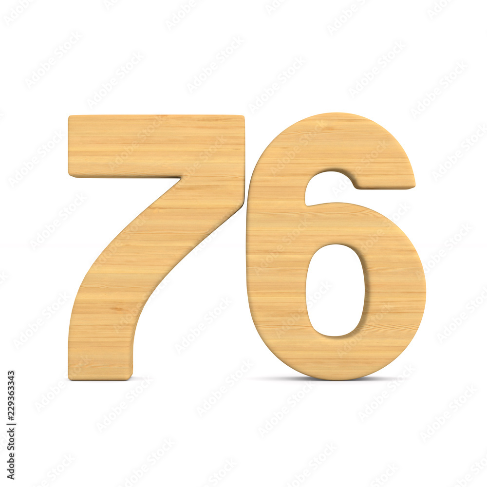 Number seventy six on white background. Isolated 3D illustration Number seventy six on white background. Isolated 3D illustration