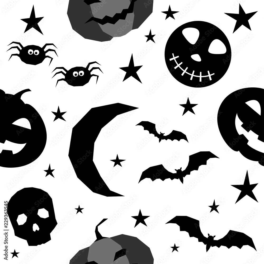 Abstract monochrome happy halloween seamless background. Modern pattern for halloween card, party invitation, menu, wallpaper, holiday shop sale, bag print, t shirt, workshop advertising etc. Abstract monochrome happy halloween seamless background. Modern pattern for halloween card, party invitation, menu, wallpaper, holiday shop sale, bag print, t shirt, workshop advertising etc.