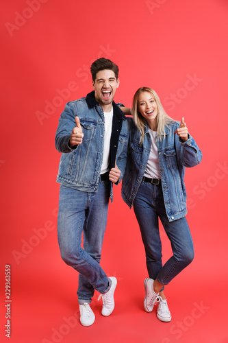 Full length portrait of a cheerful young couple