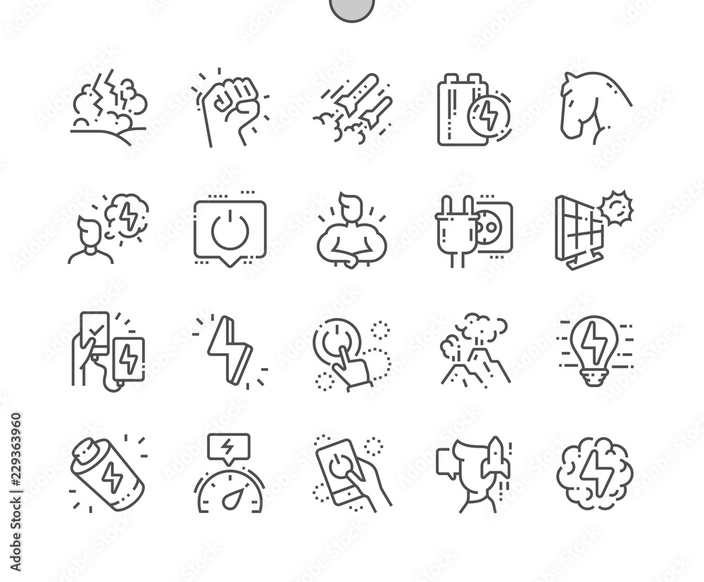 Power Well-crafted Pixel Perfect Vector Thin Line Icons 30 2x Grid for Web Graphics and Apps. Simple Minimal Pictogram Power Well-crafted Pixel Perfect Vector Thin Line Icons 30 2x Grid for Web Graphics and Apps. Simple Minimal Pictogram