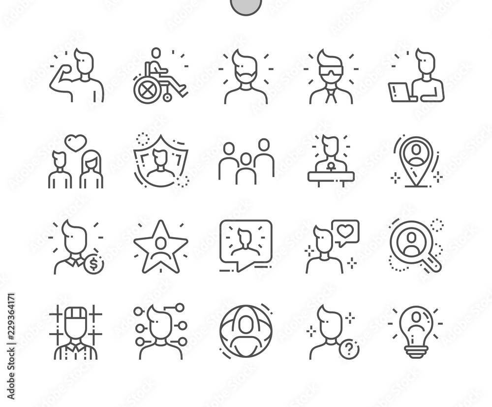 People Well-crafted Pixel Perfect Vector Thin Line Icons 30 2x Grid for Web Graphics and Apps. Simple Minimal Pictogram