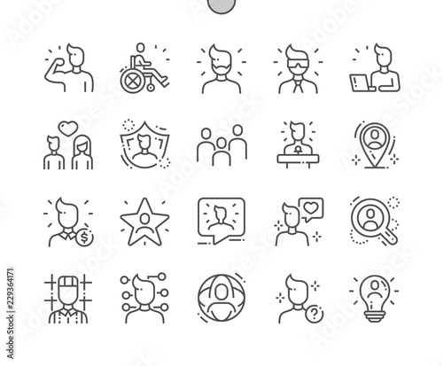 People Well-crafted Pixel Perfect Vector Thin Line Icons 30 2x Grid for Web Graphics and Apps. Simple Minimal Pictogram