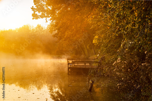 Autumn lake at morning