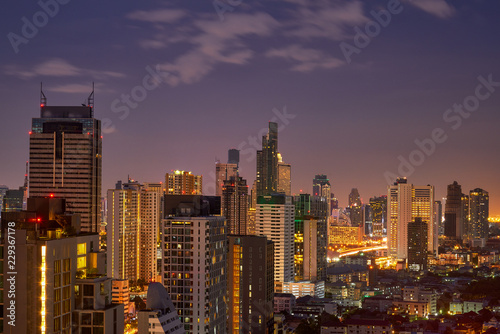 scenic of night cityscape in metropolis with lighting building