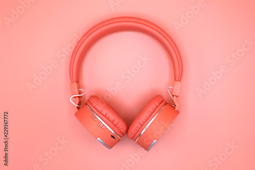 Pink Headphone in Pink Background.