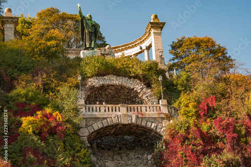 Budapest Hungary 2018: Citadella in autumn October Budapest Gellért hill photo