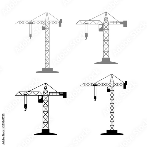 Tower crane vector icons on white background