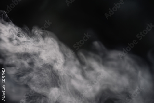 Cigarette Smoke On Black Background Detailed Close-Up