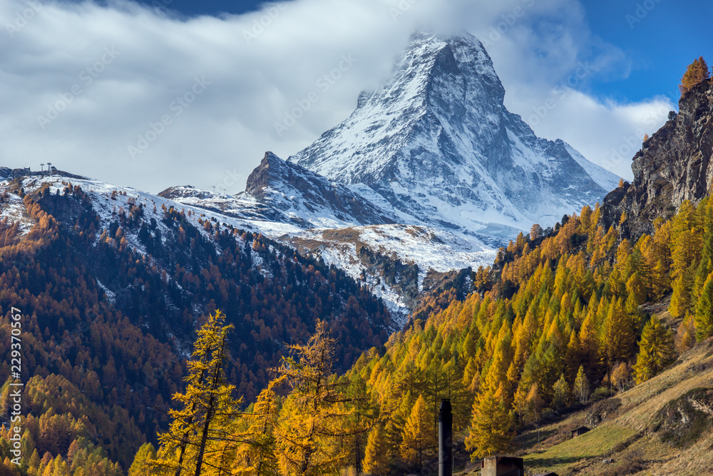 Amazing Autumn panorama to Zermatt Resort, Alps, Switzerland Amazing Autumn panorama to Zermatt Resort, Alps, Switzerland