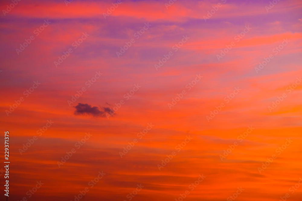 Colorful sunset dramatic sky with cloud