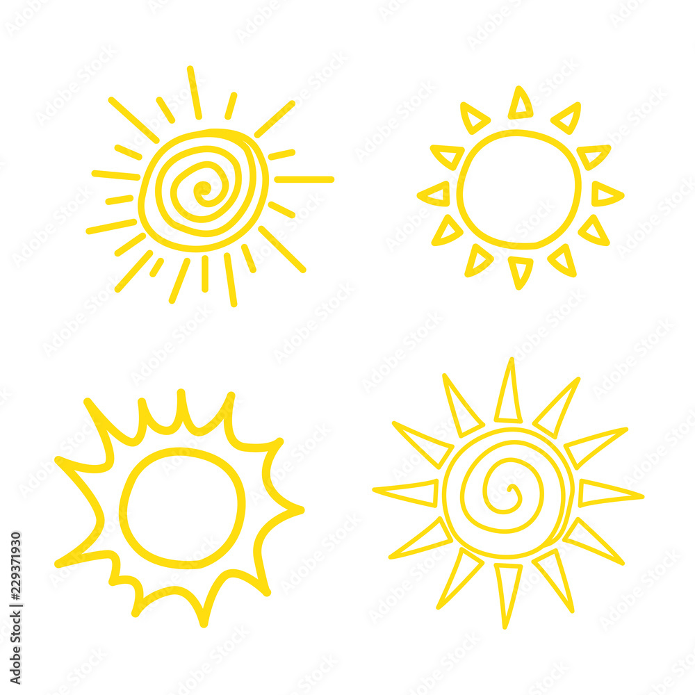 Set of sun icon vector Set of sun icon vector