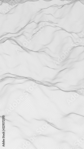 Wallpaper Mural Abstract landscape on a white background. Cyberspace grid. Hi-tech network. 3d technology illustration Torontodigital.ca