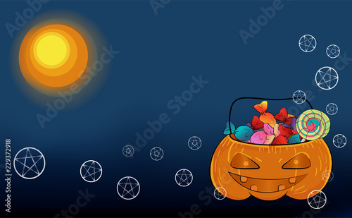horror night Halloween background cartoon style