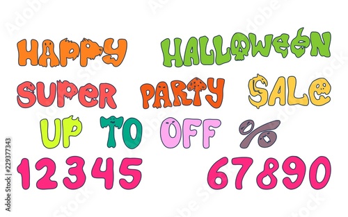 words and numbers on the halloween party