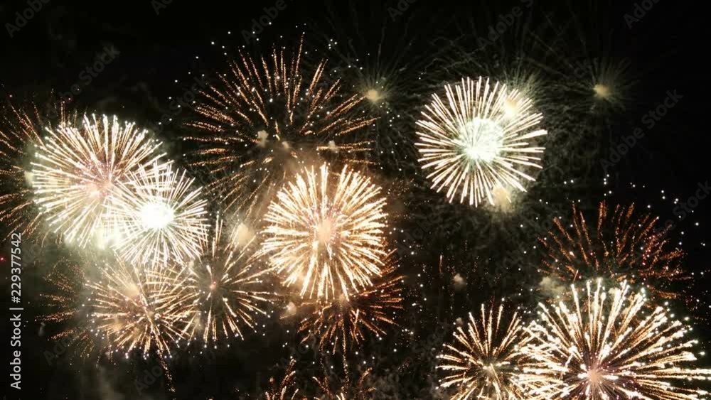 Fireworks display celebration with sound audio, Colorful Firework 4K 