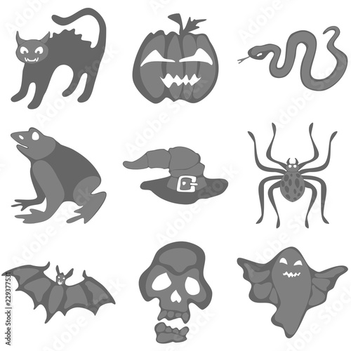 a selection of doodles of simple animals for halloween