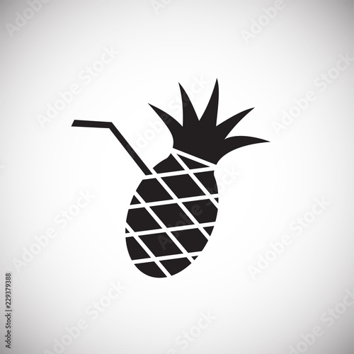 Pineapple cocktail on white background icon