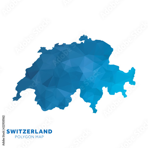 Map of Switzerland. Blue geometric polygon map.