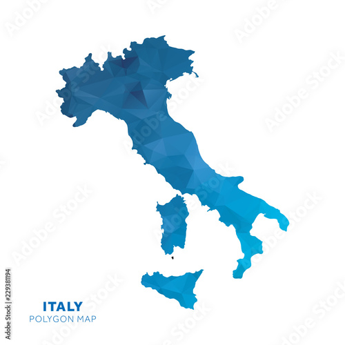 Map of Italy. Blue geometric polygon map.