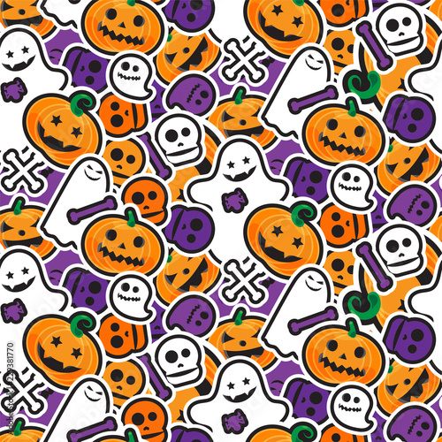 Happy Halloween Seamless Pattern. Scary and horror background