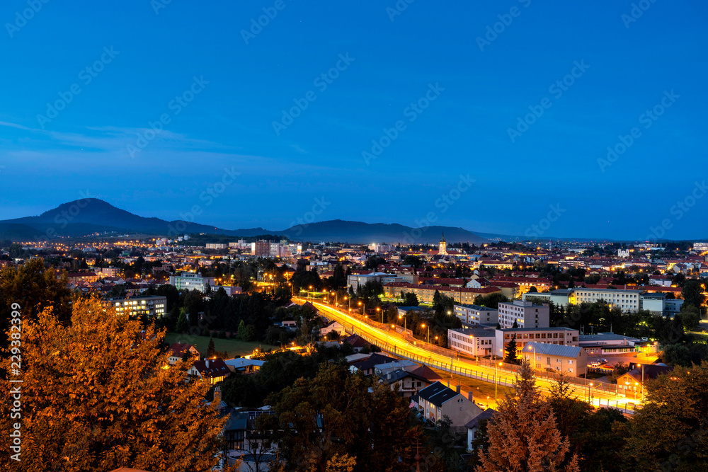 Late blue hour shot of Presov, Slovakia. Presov city nightscape.