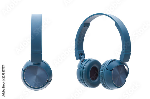 Wallpaper Mural bluetooth blue headphone on white background isolated Torontodigital.ca