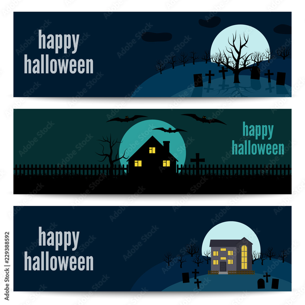 Happy Halloween Horizontal banners set