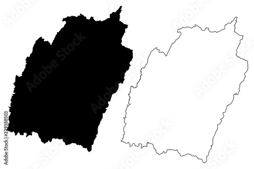 Manipur (States and union territories of India, Federated states, Republic of India) map vector illustration, scribble sketch Manipur state map