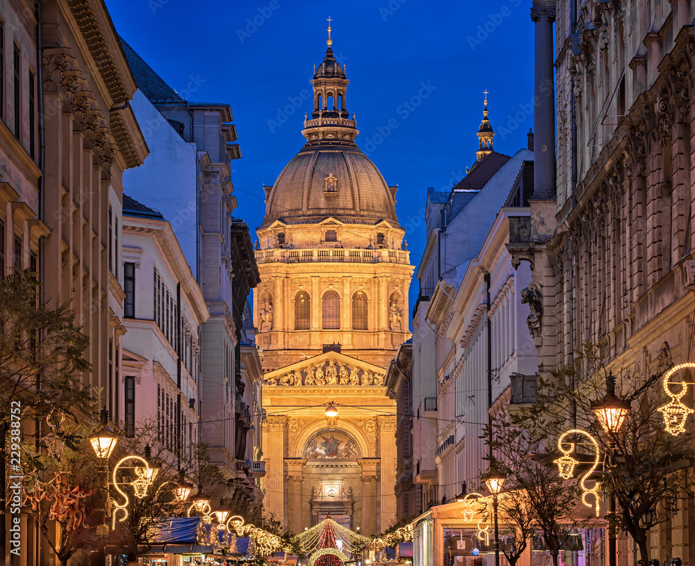 Christmas Fair in Budapest in front of the Basilica