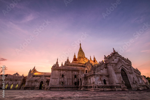 Sunset view of Ananda Temple in Bagan Myanmar