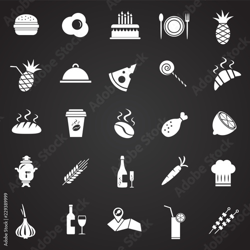 Food set on black background icon
