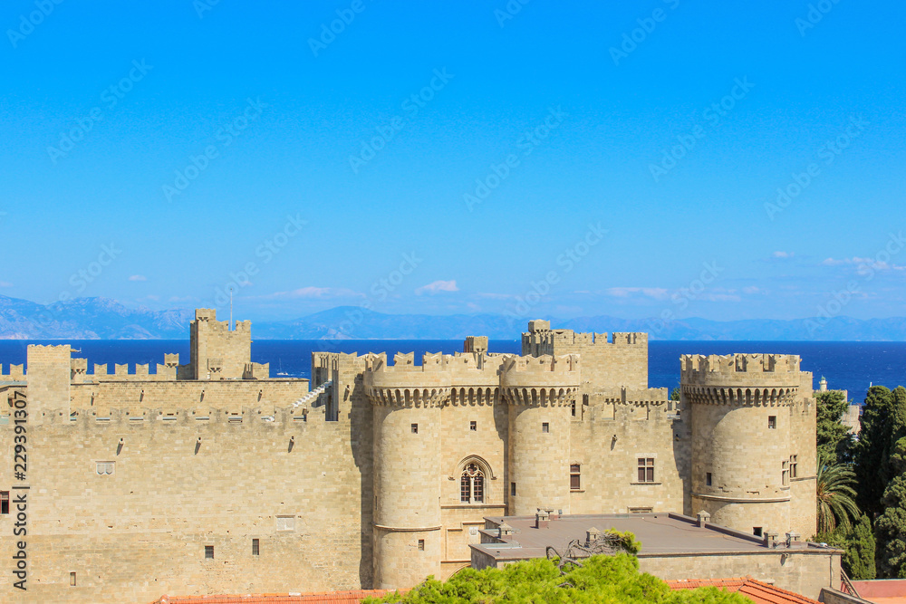 Old town. Palace of the Grand Masters - Rhodes island, Greece