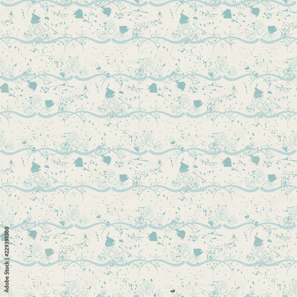Fototapeta premium Blue roses on a blue background with spots. Abstract seamless.