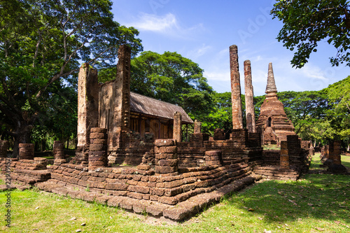 Ancient Monuments in Wat Nang Phaya, Si Satchanalai Historical Park, Sukhothai, Thailand.