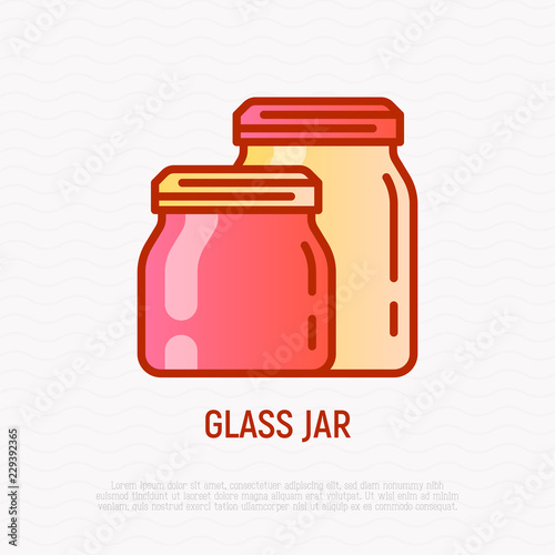 Glass jar thin line icon. Modern vector illustration of kitchen utensil.