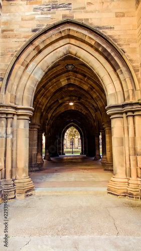 The Cloisters between the quadrangles at Glasgow University.