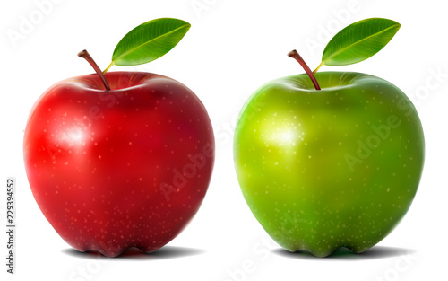 Fototapeta Realistic apples isolated on white background