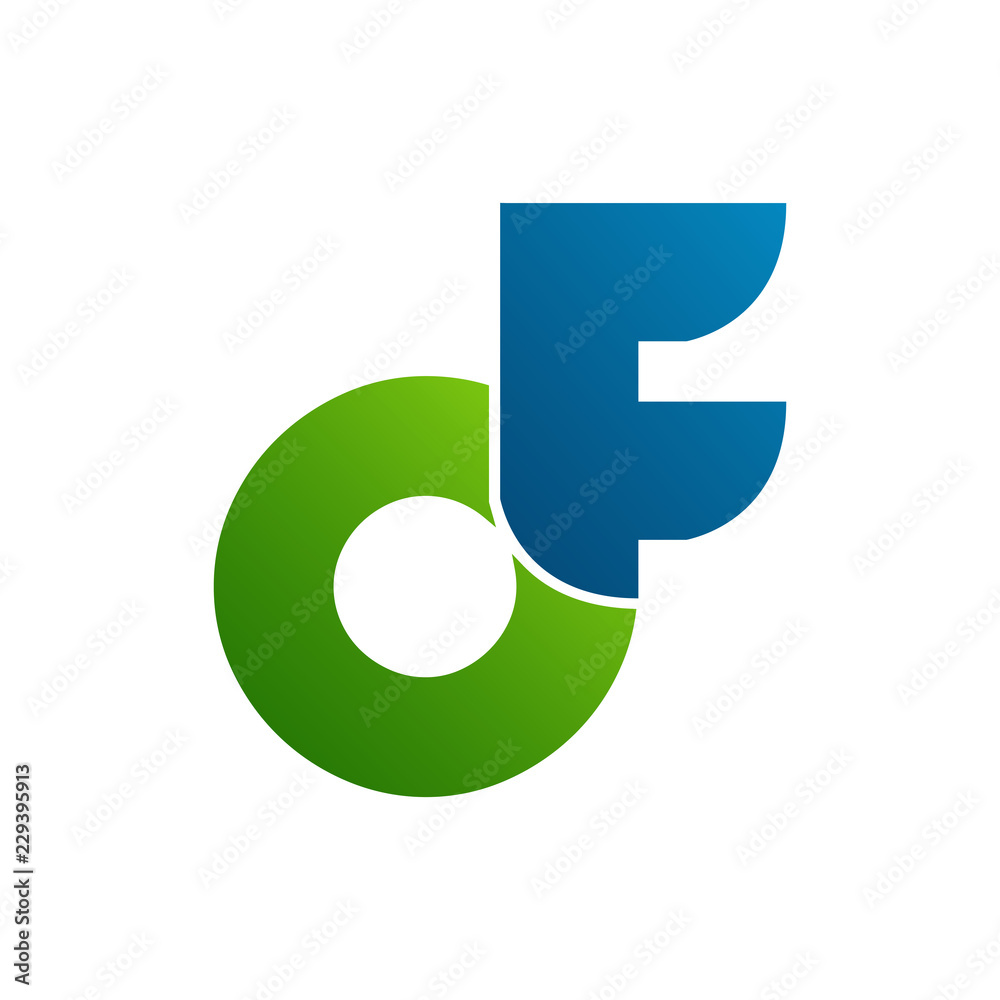 initial letter DF logo vector with blue green color initial letter DF logo vector with blue green color