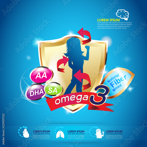 Nutritions Omega or Vitamins Logo Vector Background  Products for Kid 