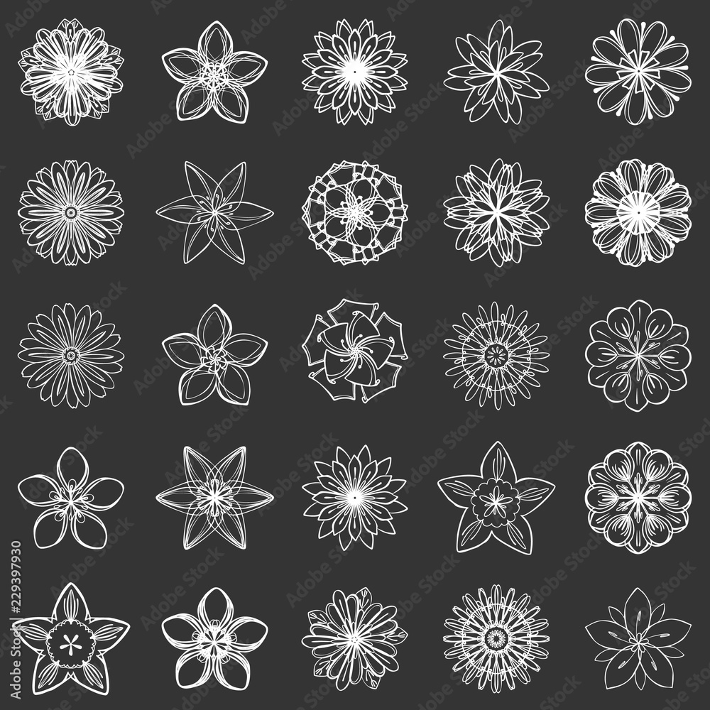 New flower icon set. Simple set of new flower vector icons for web design isolated on gray background