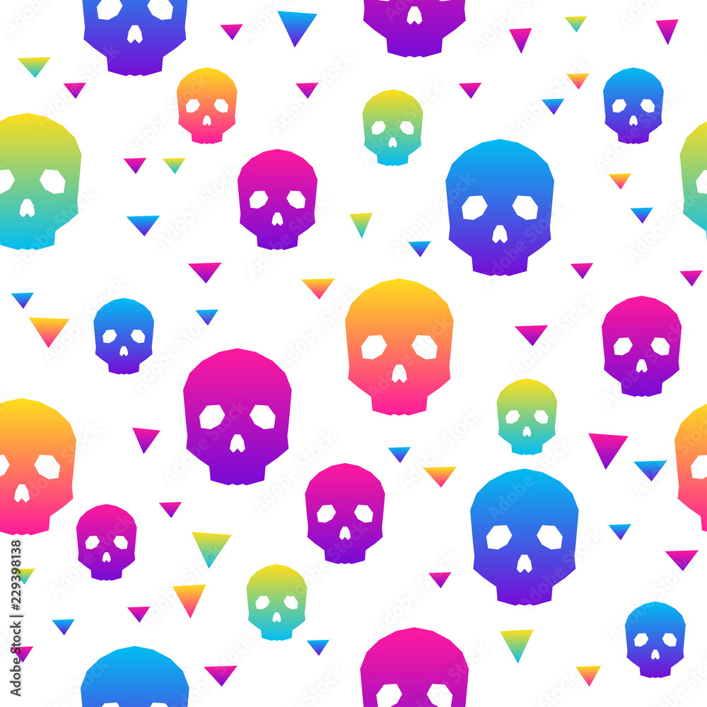 Naklejka premium Abstract rainbow happy halloween seamless background. Modern pattern for halloween card, party invitation, menu, wallpaper, holiday shop sale, bag print, t shirt, workshop advertising etc.