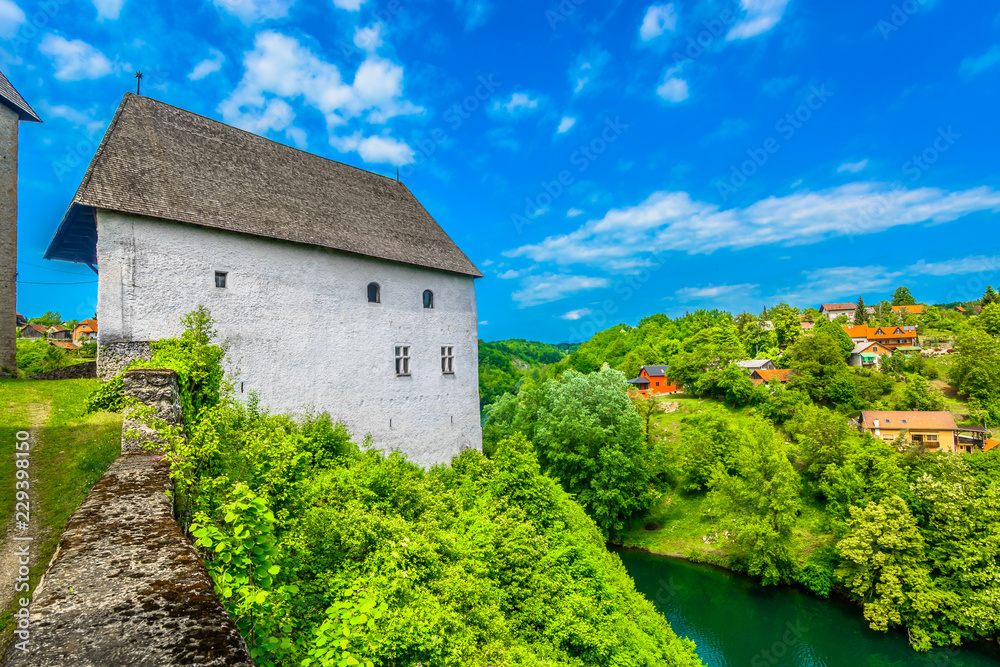 Kupa river landscape nature. / Aerial view at colorful cityscape on Karlovac (Banija) town in Central Croatia, Europe. Kupa river landscape nature. / Aerial view at colorful cityscape on Karlovac (Banija) town in Central Croatia, Europe.