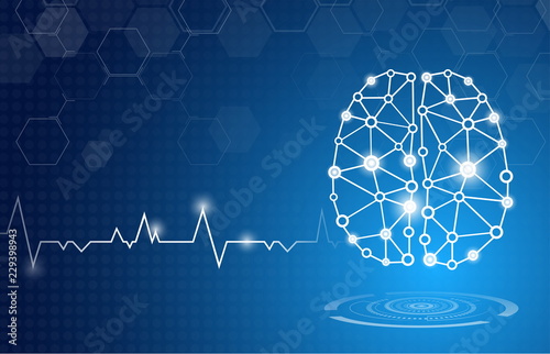 abstract background technology concept in blue light,brain and human body heal ,technology modern medical science in future and global international medical with tests analysis clone DNA human