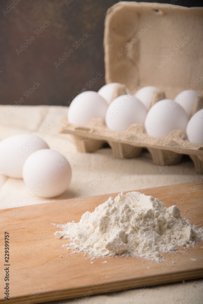 fresh eggs and flour